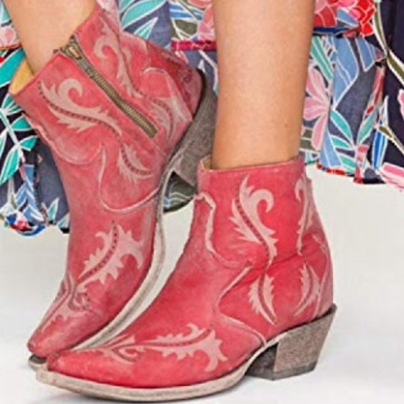 🆕 CORRAL distressed red pink leather cowboy boots - Picture 8 of 8
